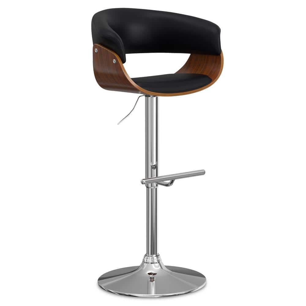 Sheldon Black Faux Leather Adjustable Swivel Bar Stool