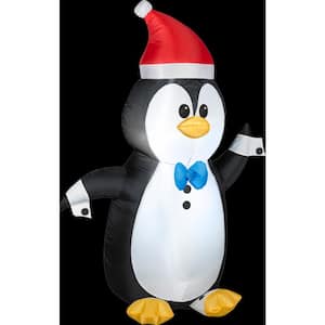 4 ft. Tall Christmas Inflatable Airblown Tuxedo Penguin with Santa Hat Christmas