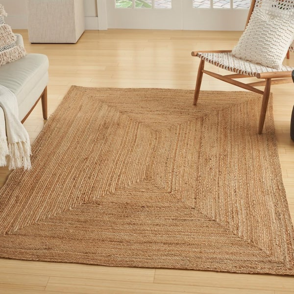 Natural Jute Natural 5 ft. x 7 ft. Solid Contemporary Area Rug