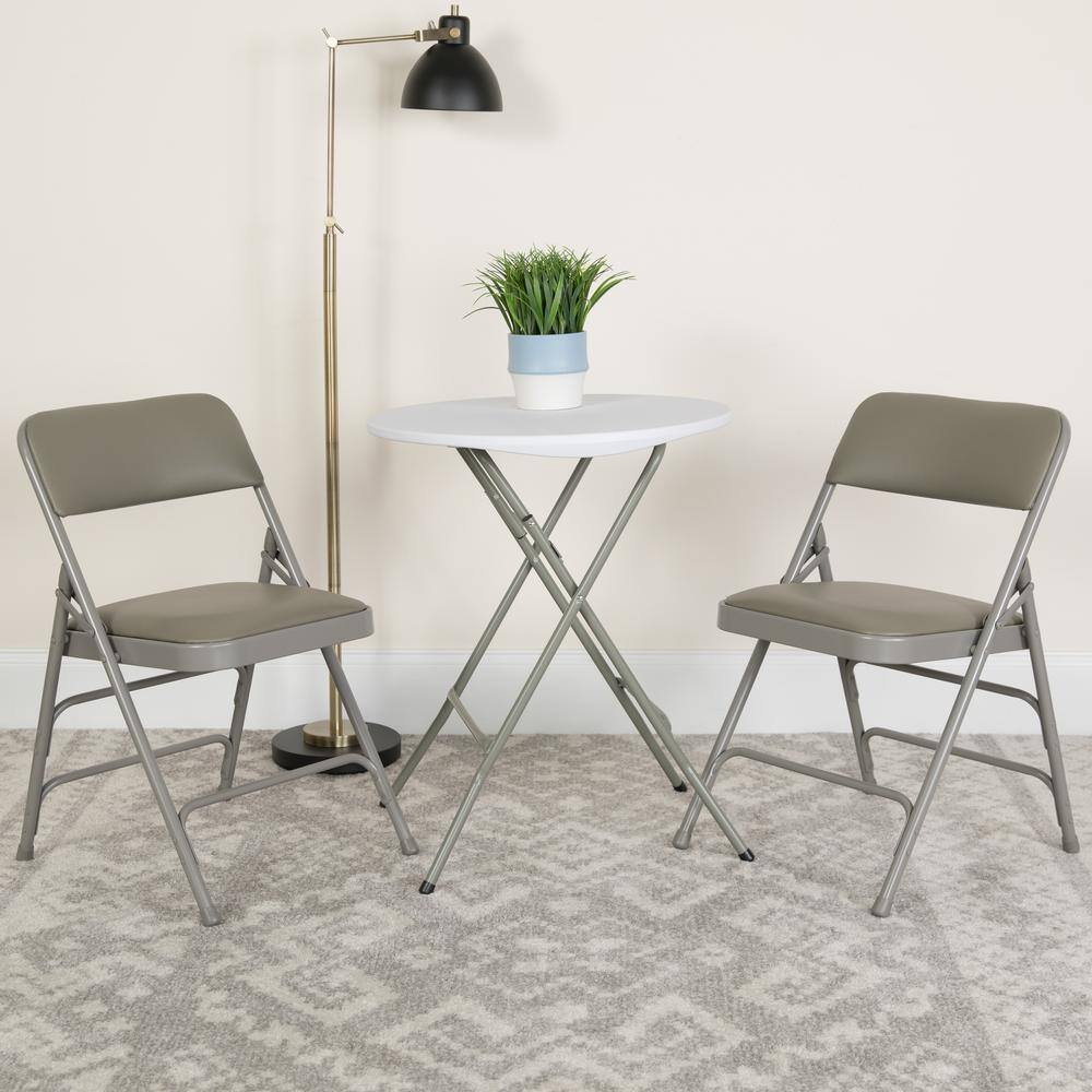 Gray Vinyl/Gray Frame Metal Folding Chair (4-Pack)