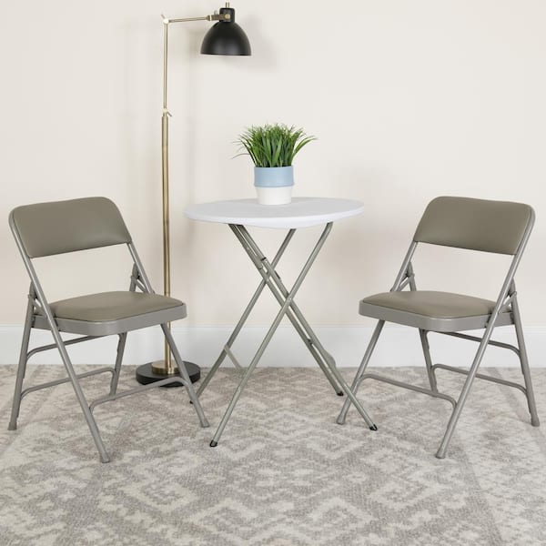 Gray Vinyl/Gray Frame Metal Folding Chair (4-Pack)