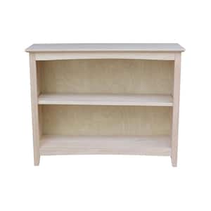 30 in. H Unfinished Solid Wood 2-Shelf Standard Bookcase