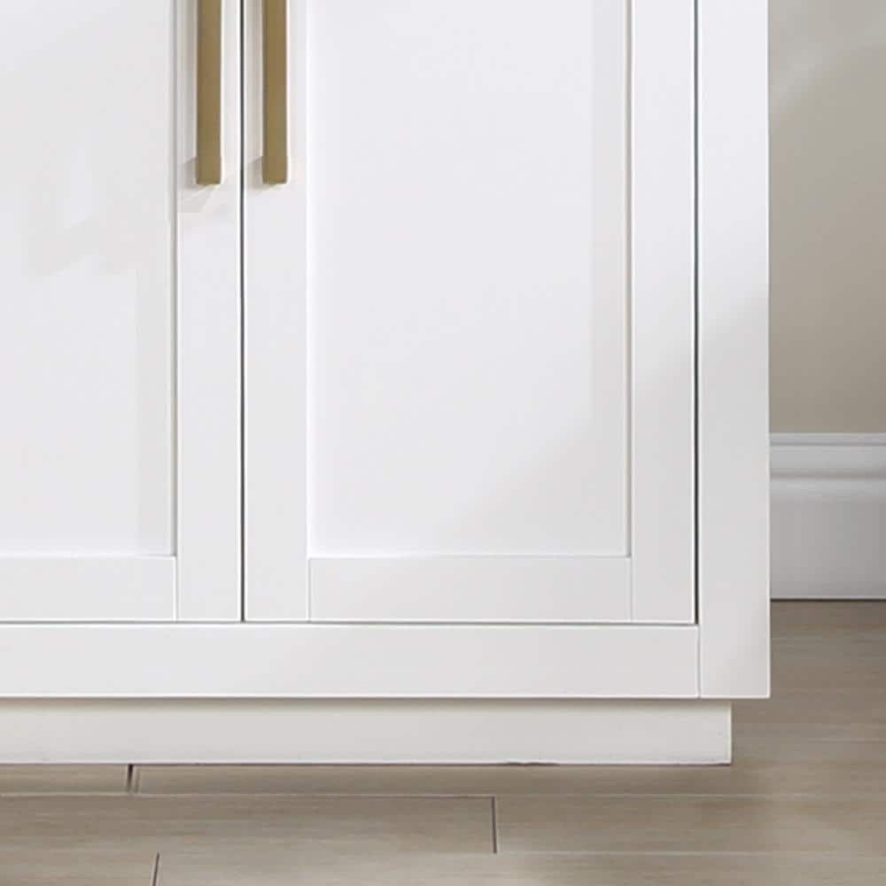 Gavino 30" White Solid Wood Bathroom Vanity with Gold Hardware