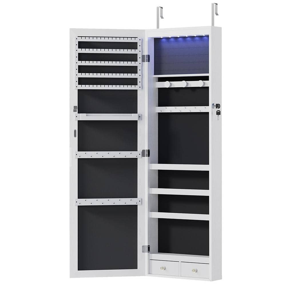 Buy Titan Mall LED Jewelry Armoire With Full Length Mirror Wall Ed Jewelry Organizer With 6 Le Ds Jewelry Cabinet Jewelry Organizer With Mirror Lockable Wall Door Mounted Jewelry Cabinet Organizer