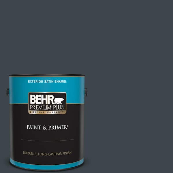 BEHR PREMIUM PLUS 1 gal. #740F-7 Night Shade Satin Enamel Exterior Paint & Primer