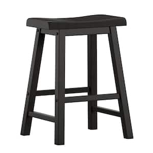 23.62 in. Black Saddle Seat Counter Height Backless Stools (Set Of 2)