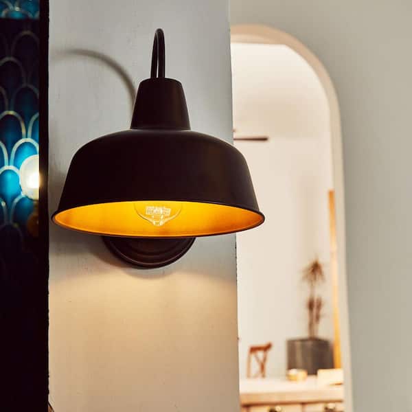 1- Light Dark Bronze Outdoor Barn Light Sconce With Metal Shade