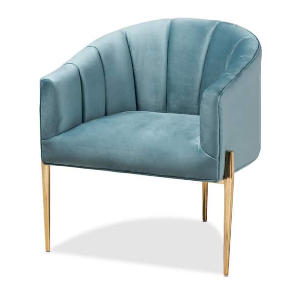 Baxton Studio Clarisse Light Blue And, Pale Blue Leather Chair