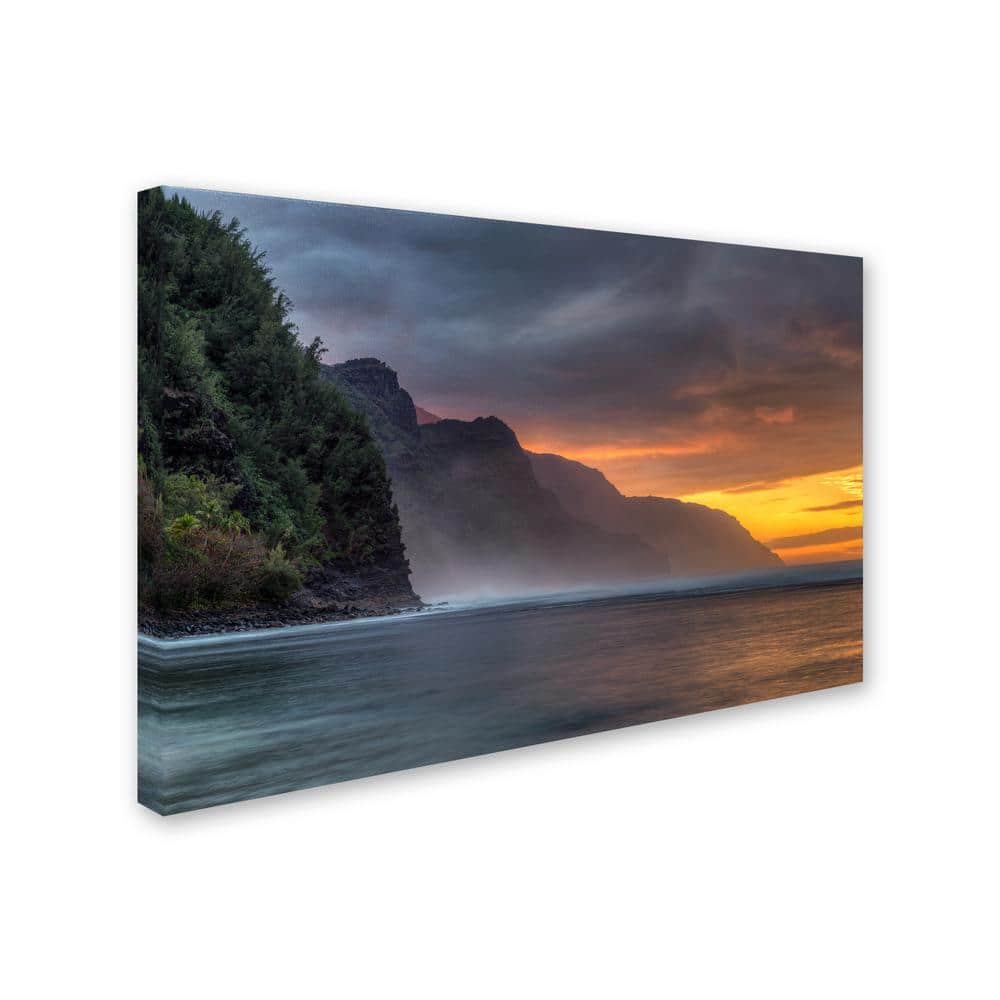 Napali Sunset Kauai Framed Canvas Art 16x24