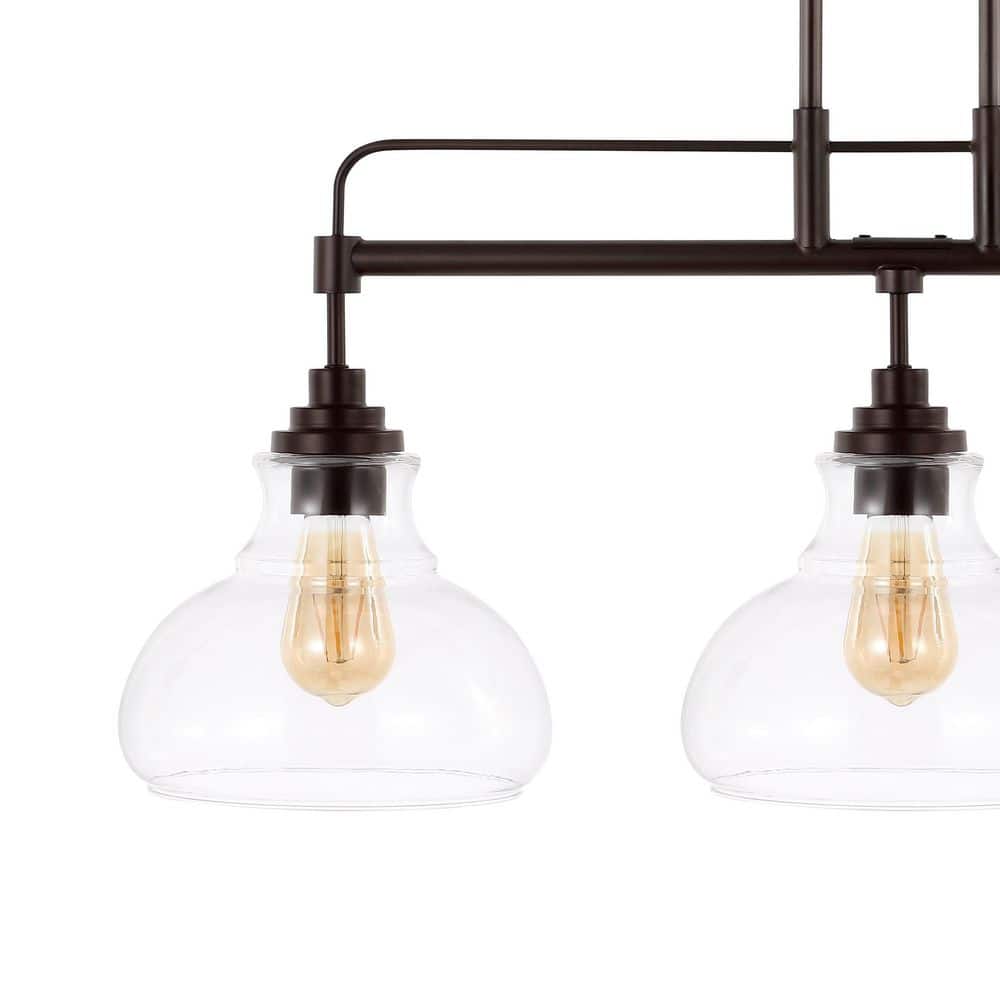 Marlowe 32.5" Oil-Rubbed Bronze 3-Light Industrial Farmhouse LED Pendant