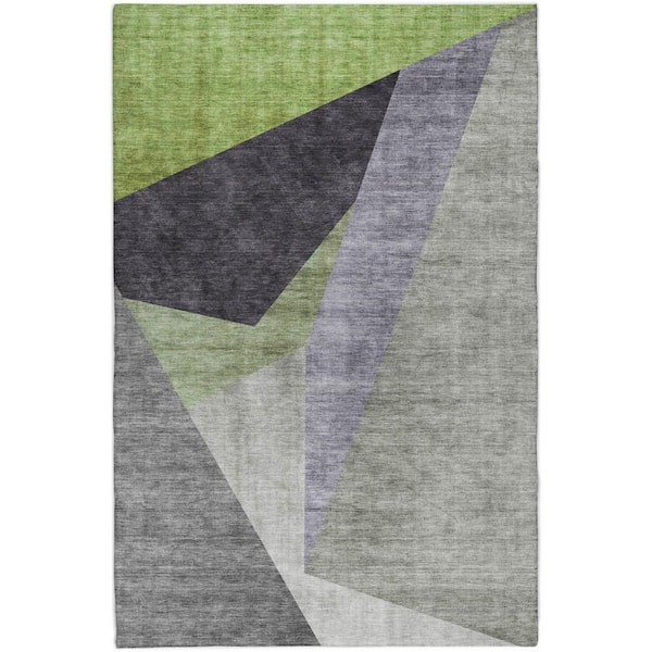 Dream Shag Premium Machine Washable Abstract ADS716 Sage 3 ft. x 5 ft. Area Rug