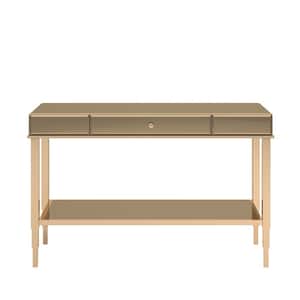 48 in. Champagne Gold Standard Rectangle Mirrored Console Table with Drawer
