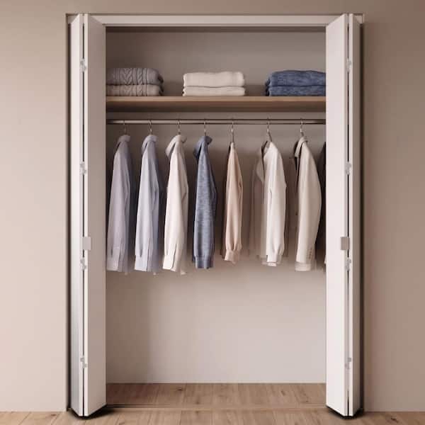 72 in. x 84 in. Smooth Flush Primed Solid Core MDF Interior Closet Bi-Fold Door with Matching Trim