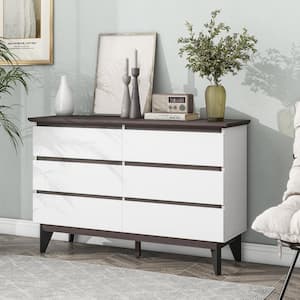 Leri White 6-Drawer 47.2 in. W Wood Double Dresser