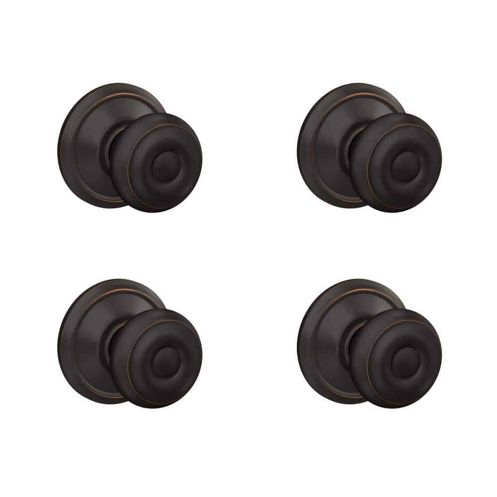 Schlage Georgian Aged Bronze Passage Hall/Closet Door Knob (4-Pack) F10 V  GEO 716 4PK - The Home Depot