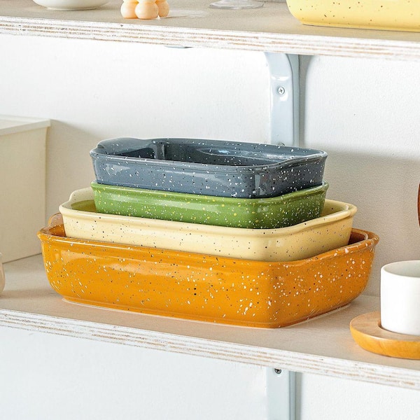 LAIFUCAM Speckle Stoneware Series 3-Piece Rectangular Porcelain