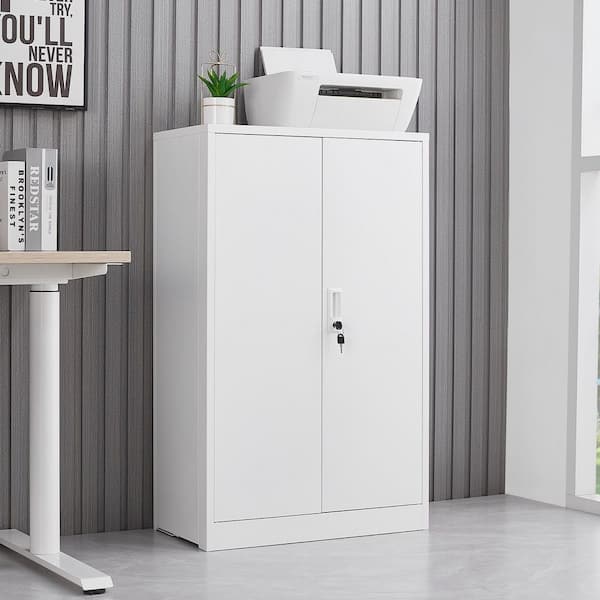 Boyel Living White 42 in. H Storage Cabinet with Adjustable Shelves