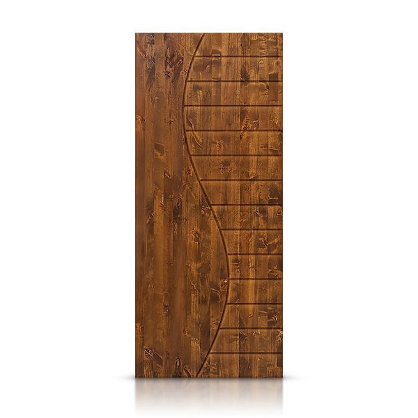 CALHOME 30 in. x 96 in. Hollow Core Walnut Stained Pine Wood Interior Door Slab