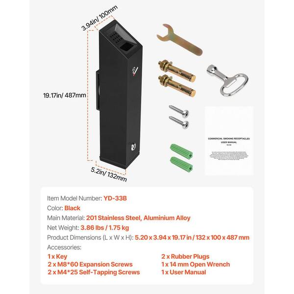 cigarette disposal home depot SKYSHALO Cigarette Butt Receptacle, Stainless Steel Cuboid Cigarette Butt  Container Wall Mounted and Weatherproof Outdoor Ashtray  SYYHTGSKZFTBN473TV0-SK0428
