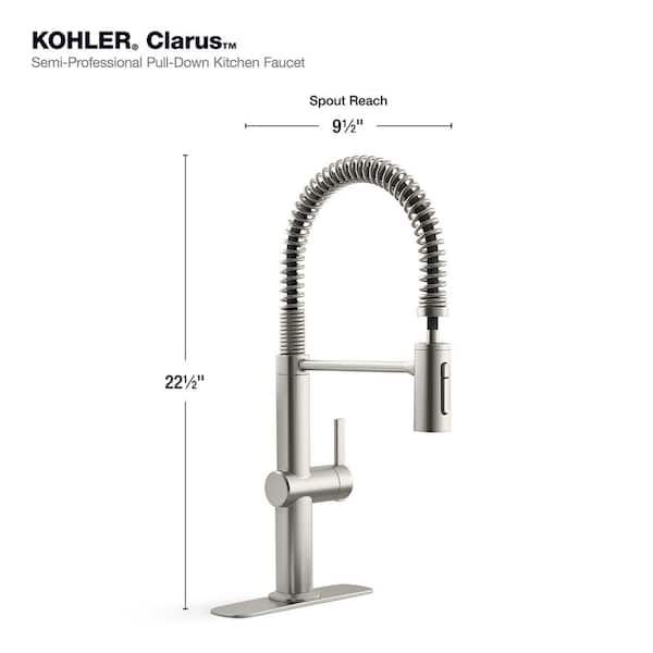 KOHLER Clarus Single Handle Pull Down Sprayer Kitchen Faucet in Vibrant Stainless