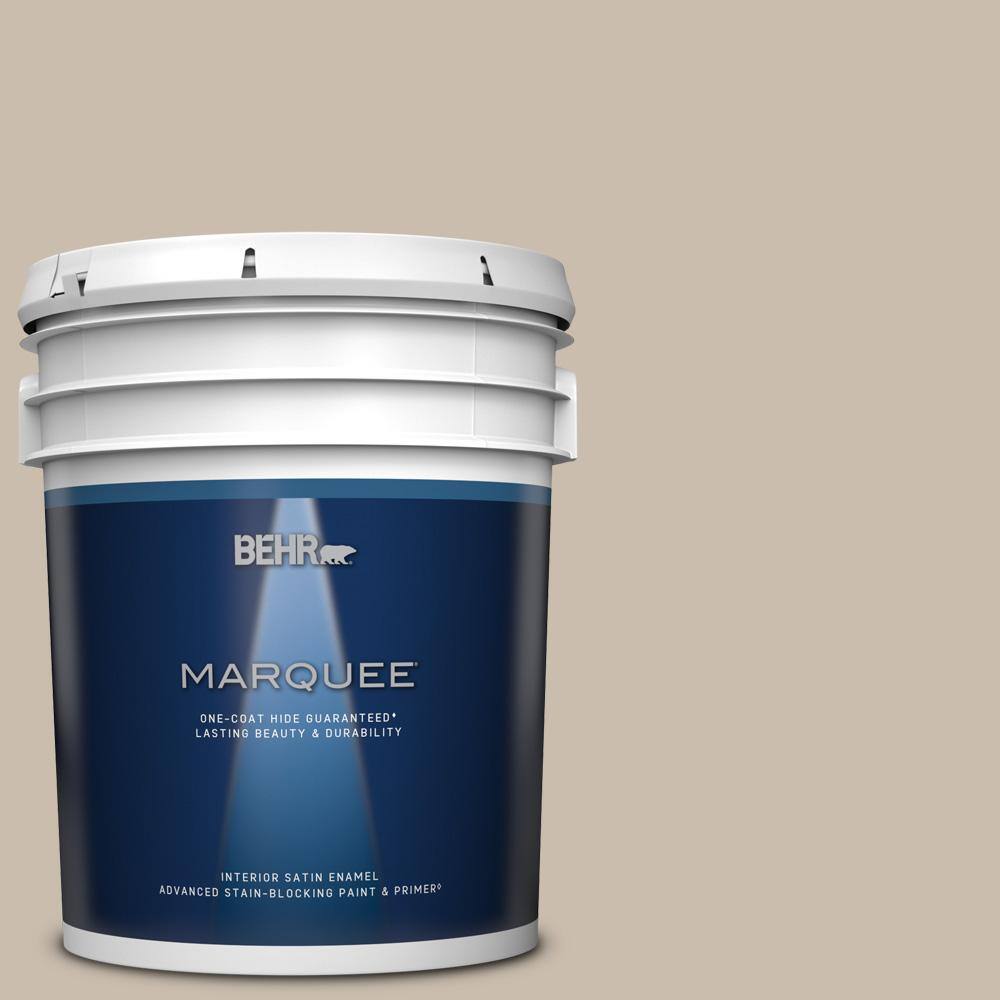 BEHR MARQUEE 5 gal. PPU513 Creamy Mushroom OneCoat Hide Satin Enamel