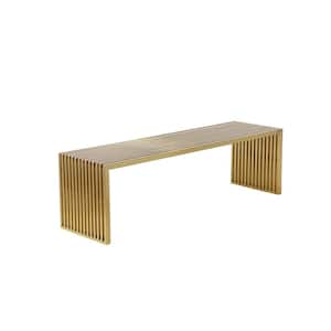 Gold Dining Bench Backless with Slatted Design 55 in.