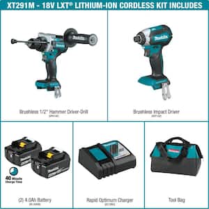 18V LXT Lithium-Ion Brushless Cordless 2-Piece Combo Kit (Hammer Drill/Impact Driver) 4.0Ah