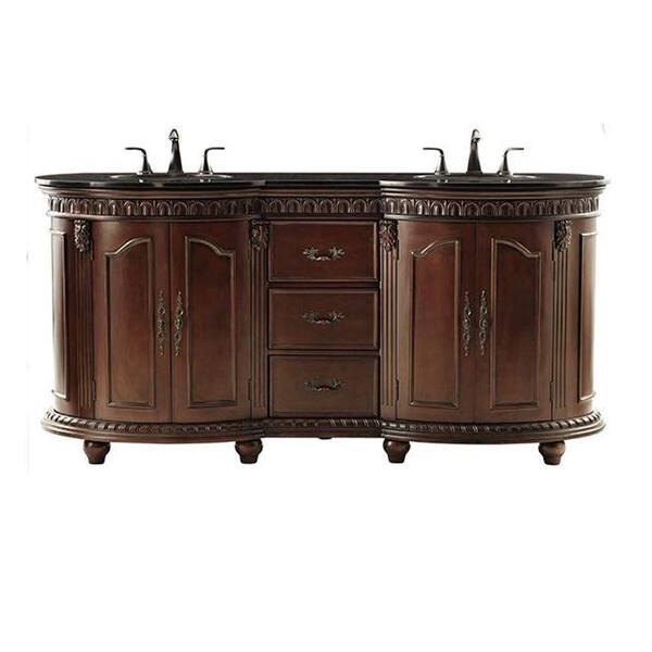 Home Decorators Collection Kendall 72 in. Vanity in Antique Cherry with Granite Vanity Top in Black