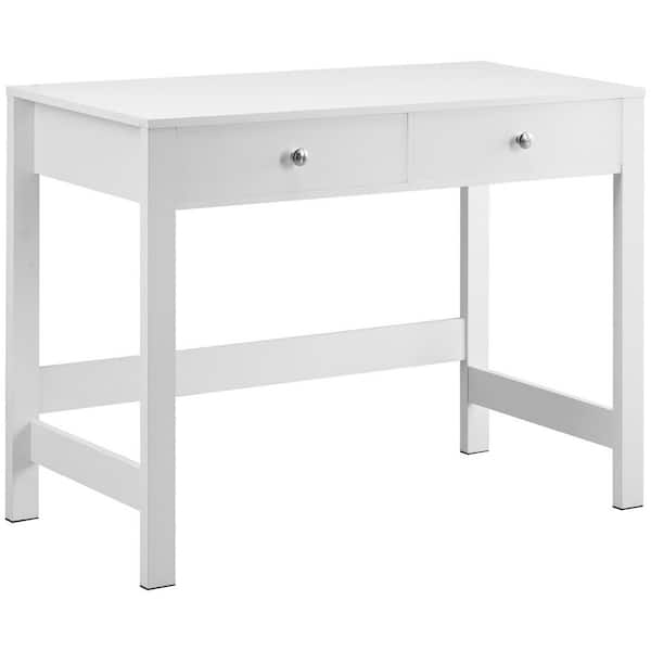 Small Desk with Drawers, Kids Desk for Bedroom, Modern Simple Study Table for Drawing, Reading, Writing, MDF, White