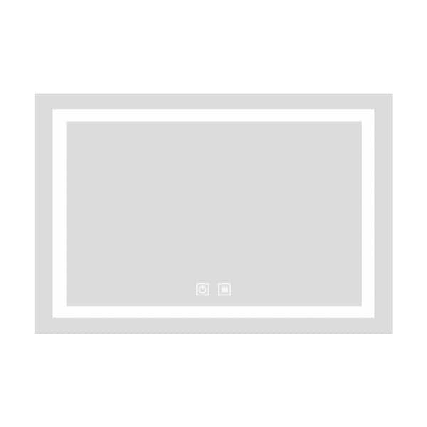 FELIDOMUS 48 in. W x 36 in. H Rectangular Frameless Anti-Fog Lighted Wall Bathroom Vanity Mirror in Sliver Touch Sensor