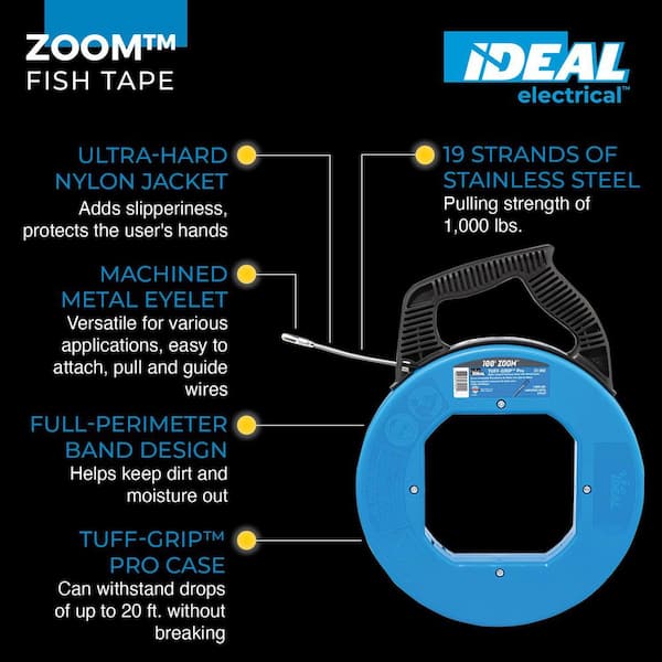 100 ft. x 3/16 in. Wide Zoom Fish Tape with Eyelet