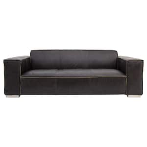 Donovan 85 in. Square Arm 3-Seater Sofa in Black