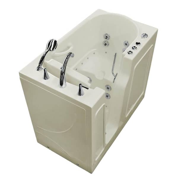 Universal Tubs Nova Heated 3.9 ft. Walk-In Air and Whirlpool Jetted Tub in Biscuit with Chrome Trim