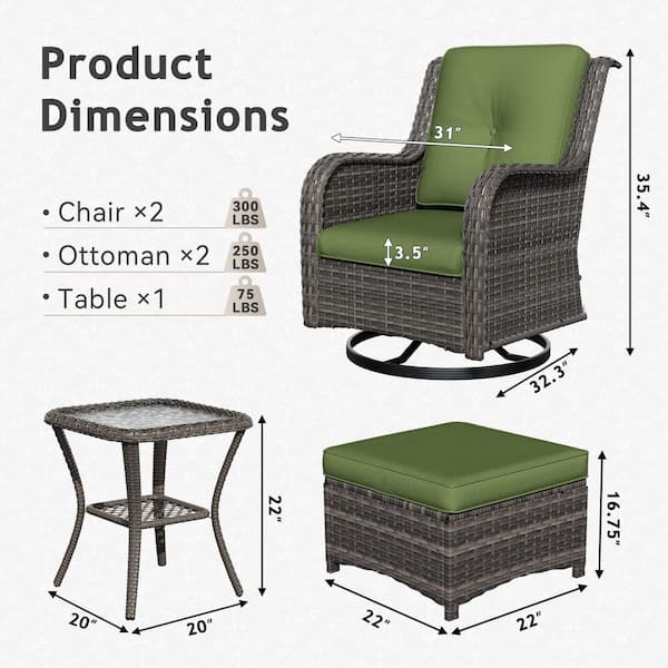 Gardenbee 5-Piece Wicker Outdoor Patio Conversation Set