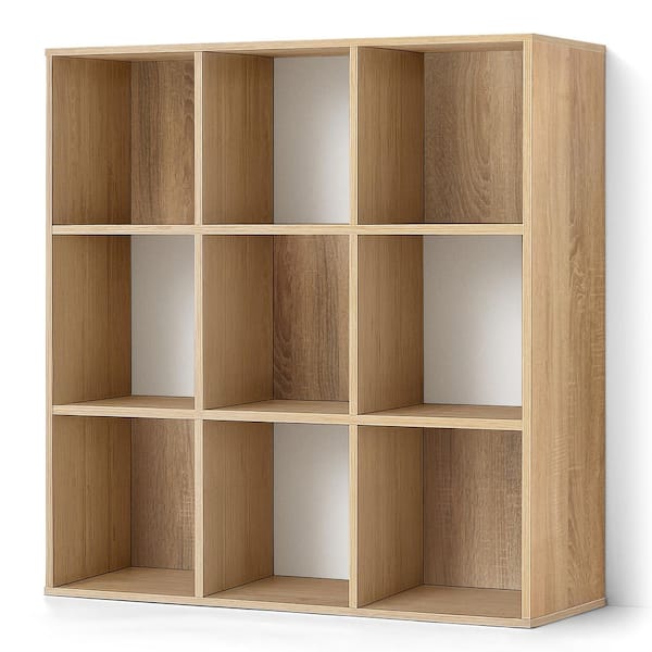 36 in. H x 35.1 in. W x 11.6 in. D Natural Oak 9-Cube Storage Organizer