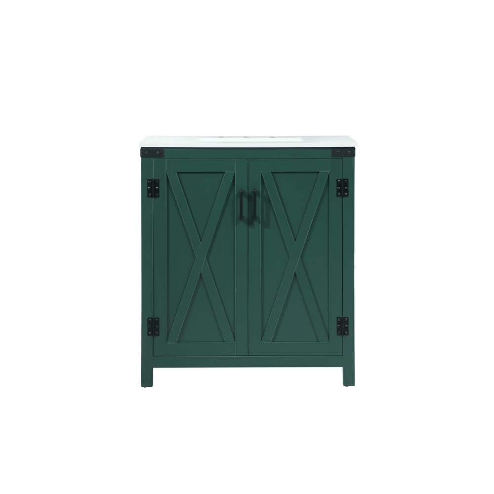 Timeless Home 19 in. W x 30 in. D x 34 in. H Bath Vanity in Green with Ivor