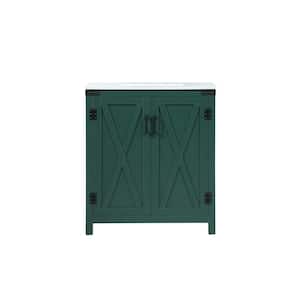 Timeless Home 19 in. W x 30 in. D x 34 in. H Bath Vanity in Green with Ivory White Engineered Stone Top