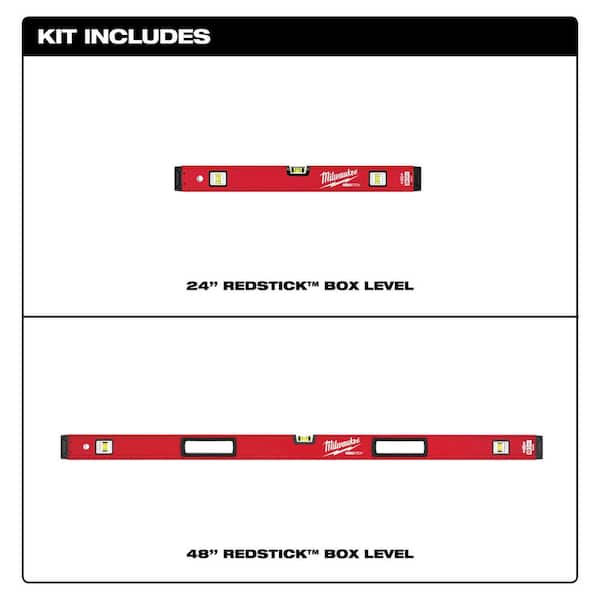 24 in. and 48 in. REDSTICK Box Level Set with 7 in. Rafter Square (3-Piece)