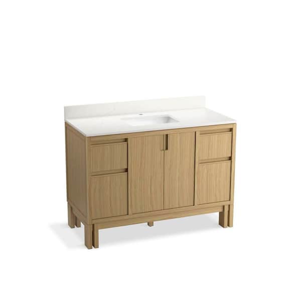 Solive 49 in. Light Oak Bath Vanity with Quartz Top