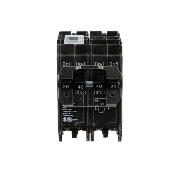 Eaton BR 1-20 Amp 2 Pole and 1-40 Amp 2 Pole BQ (Independent Trip) Quad Circuit Breaker