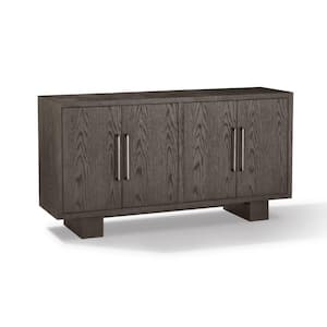 Gray Wood Top 68 in. Sideboard with Grain Details and Metal Bar Handles