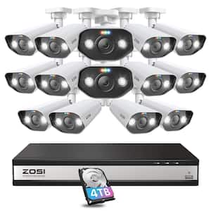 4K 16-Channel 8MP PoE 4TB NVR Security Camera System with 14 Wired 8MP Spotlight IP Cameras, Smart AI Human/Car Detect