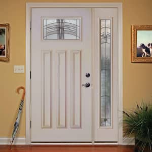 50.5 in.x81.625 in. Rochester Patina Craftsman Lt Unfinished Smooth Right-Hand Fiberglass Prehung Front Door w/Sidelite
