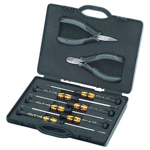 8-Piece Electronics Tool Set ESD In Plastic Case with Molded Foam