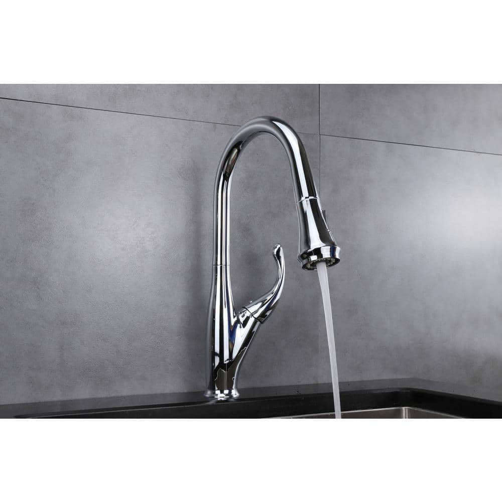 Garbatella Chrome Brass Single-Handle Pull-Down Spray Kitchen Faucet