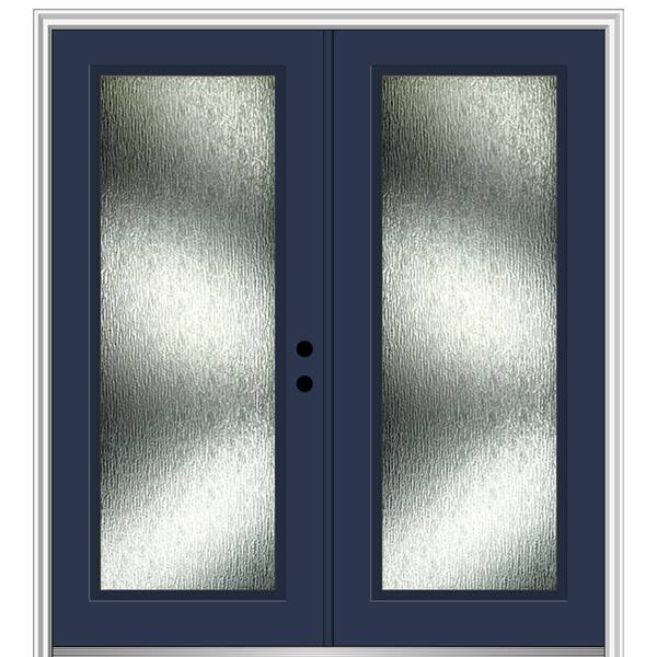 MMI Door 72 in. x 80 in. Left-Hand Inswing Rain Glass Naval Fiberglass Prehung Front Door on 4-9/16 in. Frame