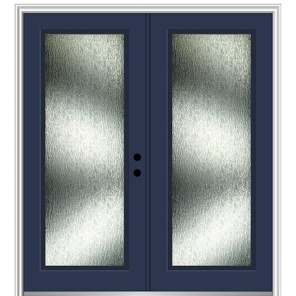 MMI Door 72 in. x 80 in. Left-Hand Inswing Rain Glass Naval Fiberglass Prehung Front Door on 6-9/16 in. Frame