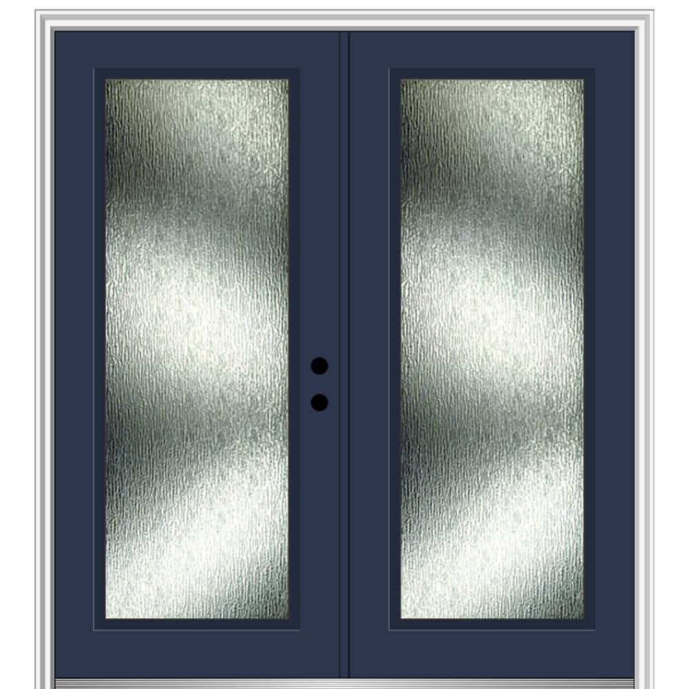 Rain Glass 68 in. x 80 in. Left-Hand Inswing Full Lite Painted Blue Fiberglass Prehung Front Door on 4-9/16 in. Frame price history on PriceWatchPro