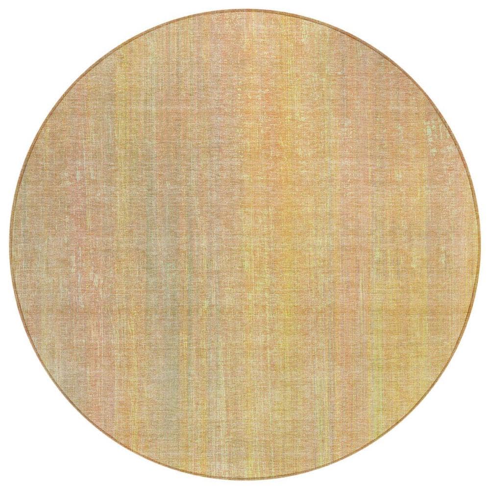 Yellow and Orange 8 ft. Round Woven Striped Round Indoor/Outdoor Area Rug price history on PriceWatchPro