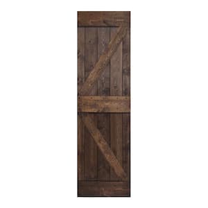 K Style 28 in. x 84 in. Kona Coffee Finished Solid Wood Sliding Barn Door Slab - Hardware Kit Not Included